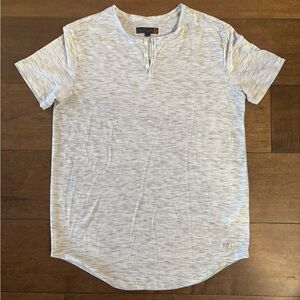 G by Guess Light Heather Gray Short Sleeve Henley Tee